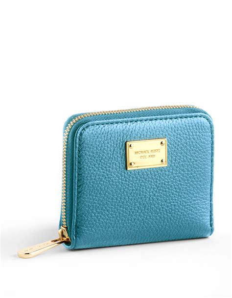 michael kors womens wallet blue leather|Michael Kors black zipper wallet.